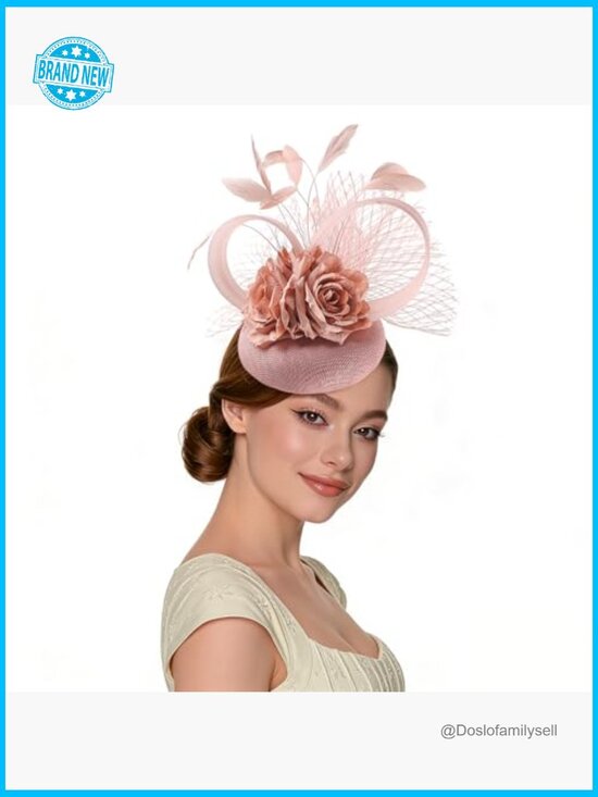 Fascinator Hat for Women Tea Party Wedding Cocktail Flower Mesh Feathers Hair main image 2